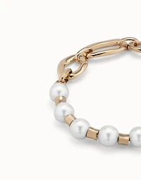 Link chain bracelet with pearls