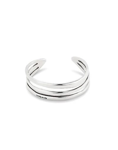 Pulsera rígida triple con curvas bañada en plata de ley