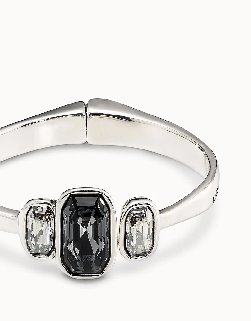 Bangle bracelet with hidden spring and crystals