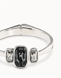 Bangle bracelet with hidden spring and crystals