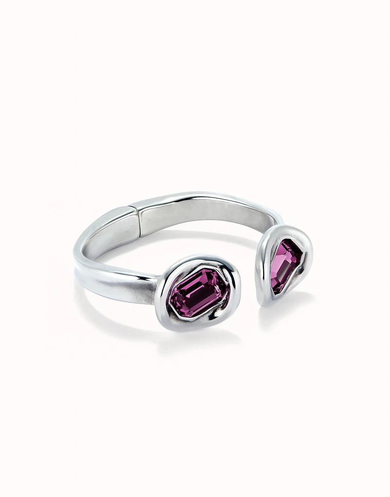 Bangle bracelet with two pink crystals