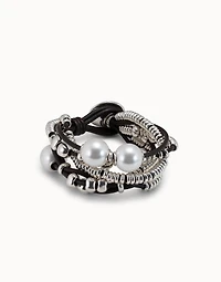 Leather beaed bracelet with pearls