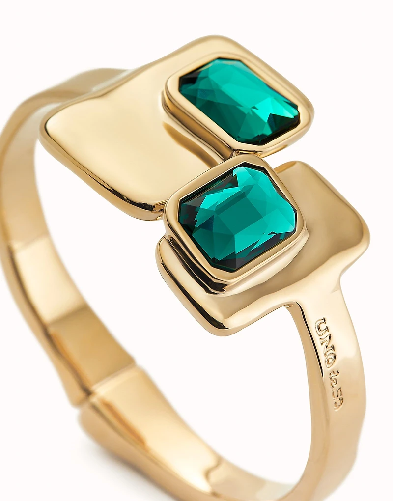 Bangle bracelet with green crystals