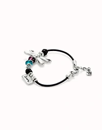 Leather bracelet with dragonfly