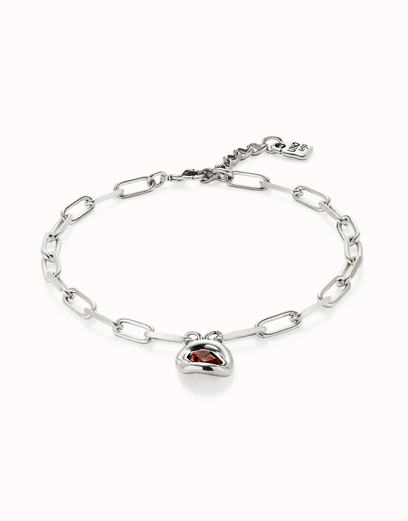 Short link chain pendant necklace red crystal