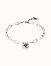 Short link chain pendant necklace red crystal