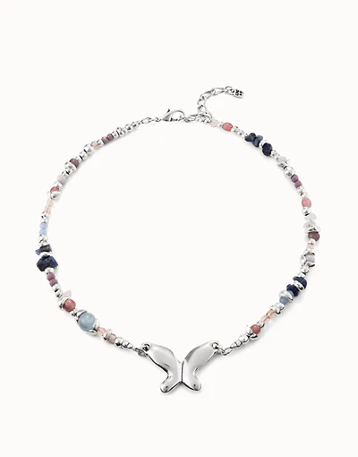 Short beaded necklace with butterfly