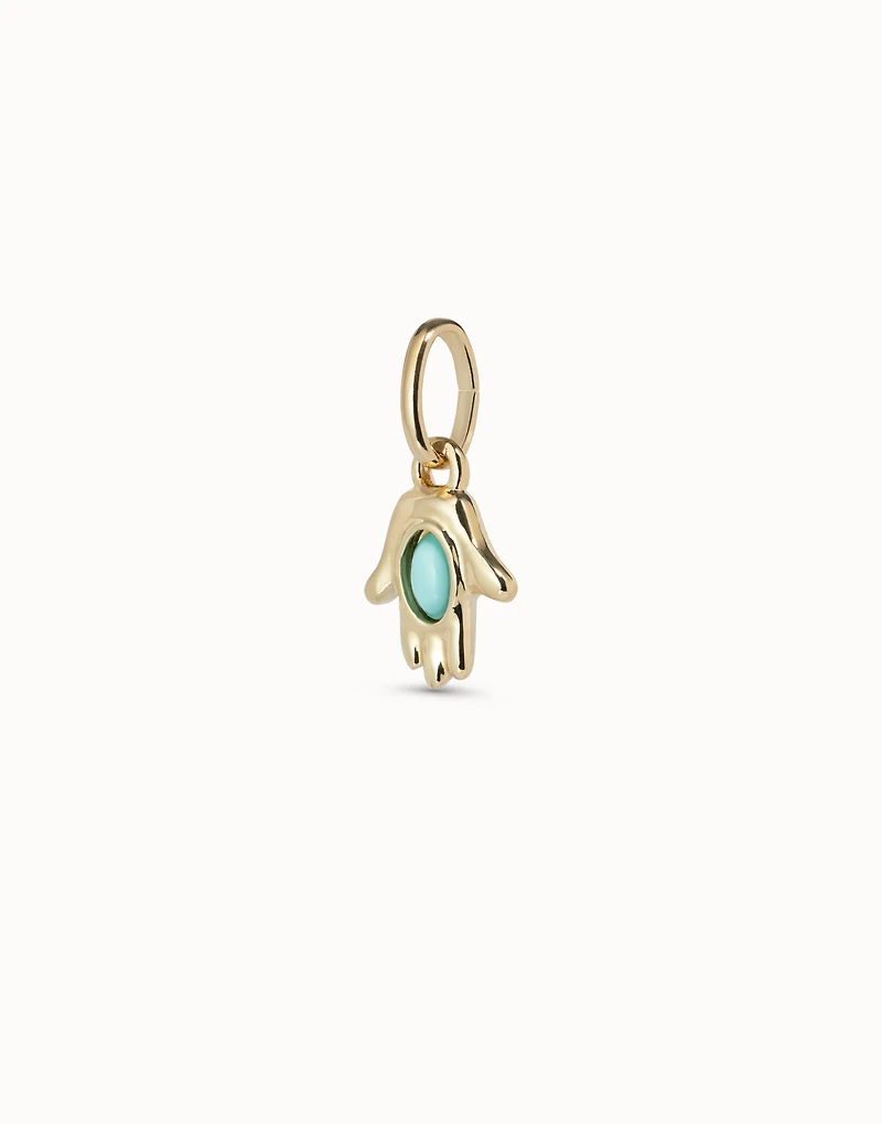 Hand shaped charm with turquoise murano glass