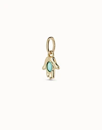 Hand shaped charm with turquoise murano glass