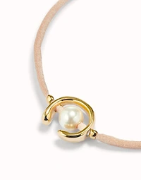 Salmon cord bracelet with a pearl