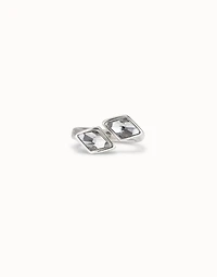 Open ring with two crystals
