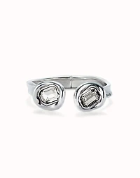 Bangle bracelet with two white crystals