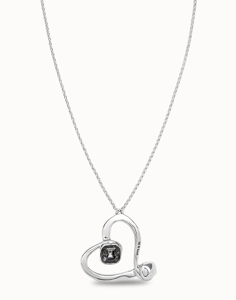 Long chain pendant necklace with a large heart