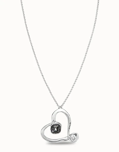 Long chain pendant necklace with a large heart