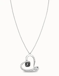 Long chain pendant necklace with a large heart