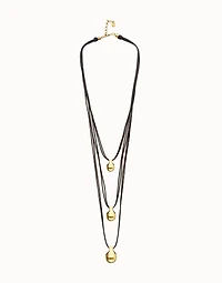 Multi strand leather necklace with three spheres