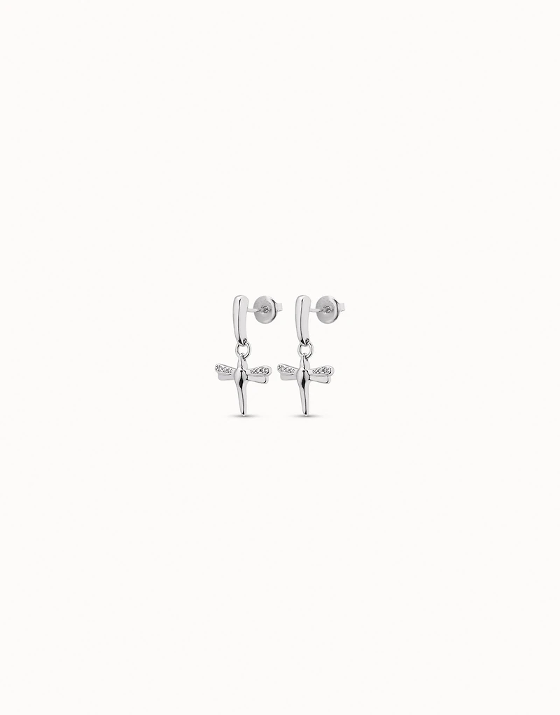 Dragonfly shaped earrings with topaz