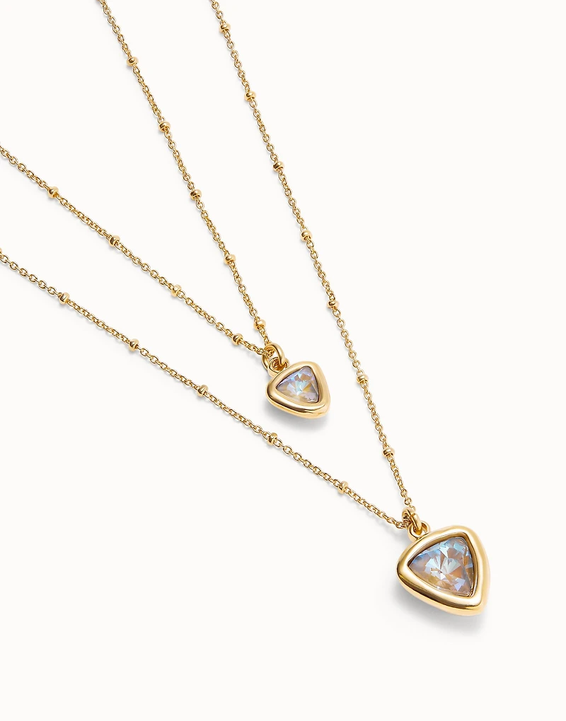 Multi-layer pendant link chain necklace with crystal