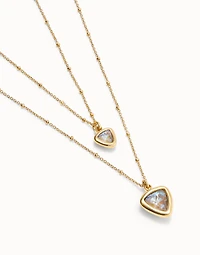 Multi-layer pendant link chain necklace with crystal