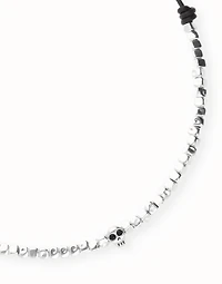 Leather necklace with beads and skull detail