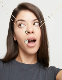 Multi-layer pendant link chain necklace with crystal