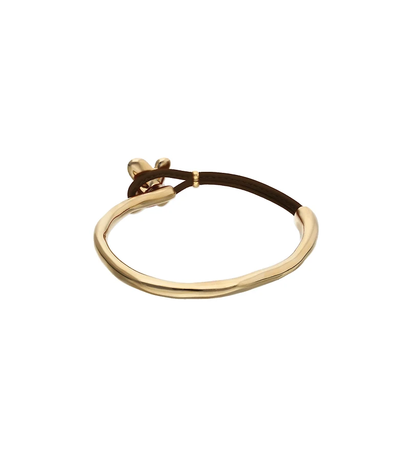 Brown leather bracelet with butterfly ornament