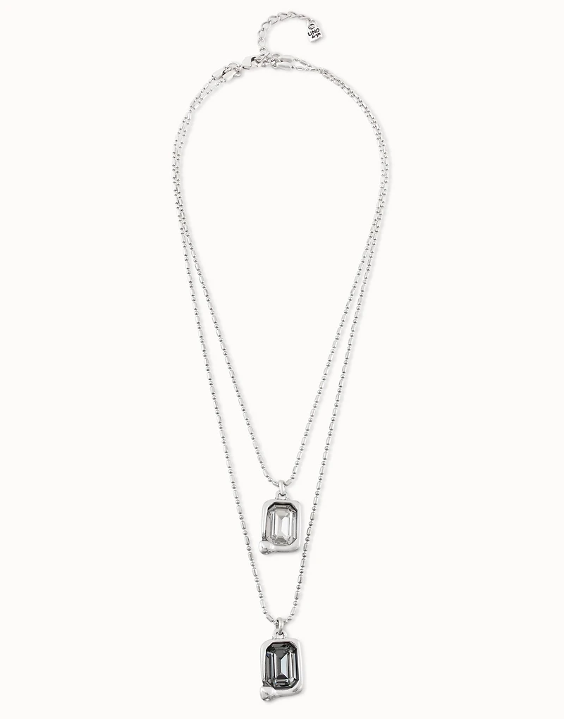 Multi strand pendant chain necklace with crystals