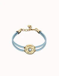 Double blue leather birthstone bracelet with eye
