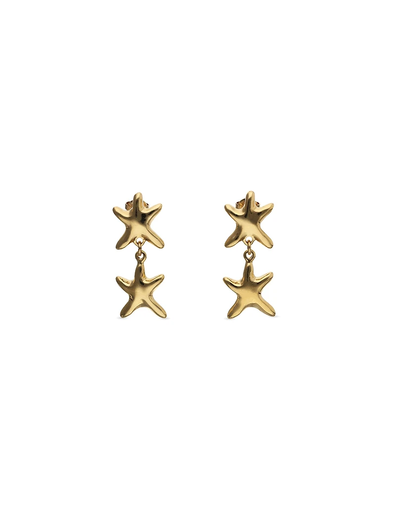 Long earrings with 2 starfishes