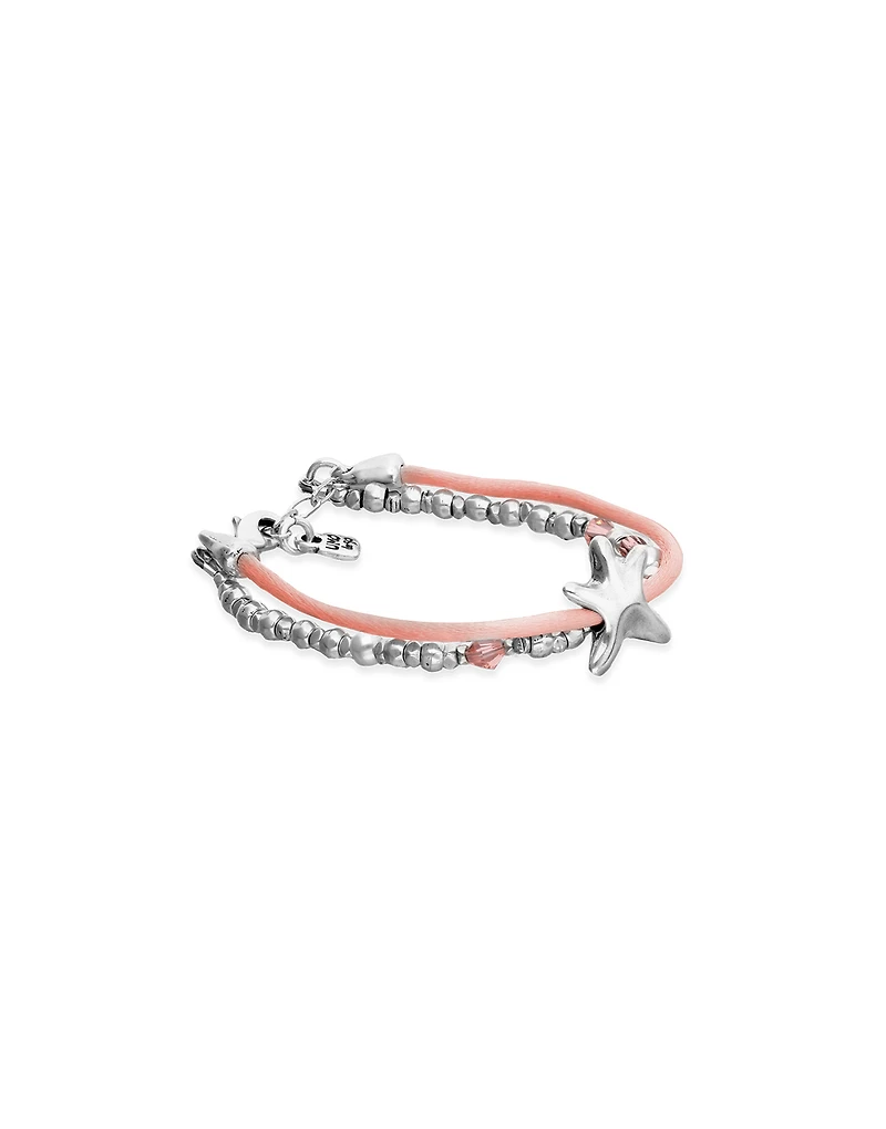 Orange silk thread and metal bracelet with starfish