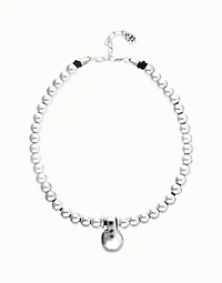 Short beaded necklace with medium and a large sphere