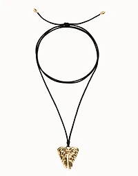 Long silk cord necklace with wing detail