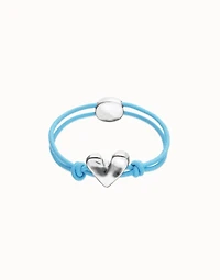 Blue elastic thread bracelet with heart