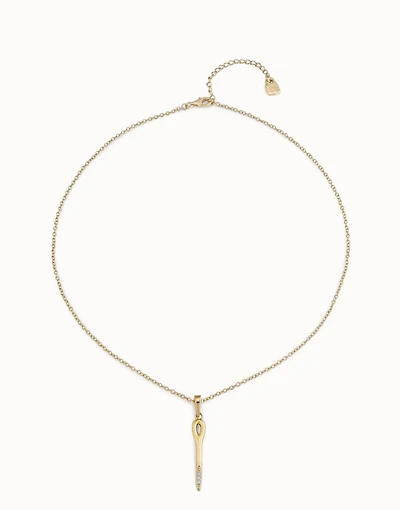 Long chain pendant necklace with needle