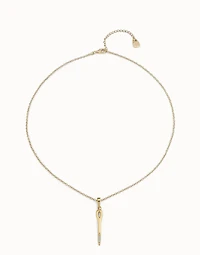 Long chain pendant necklace with needle