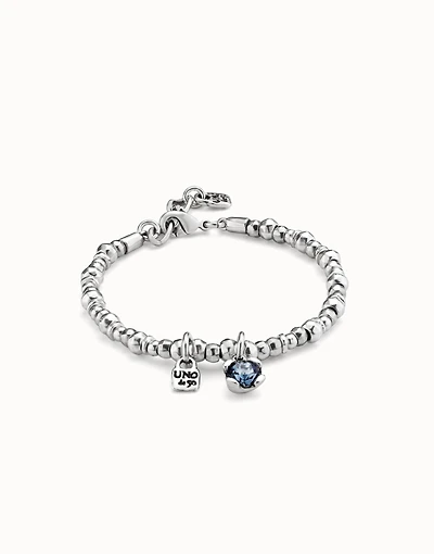 Beaded stretch bracelet with blue crystal