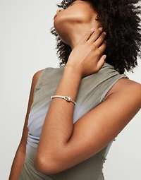 Bangle bracelet with ivory leather
