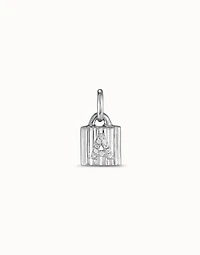 Sterling silver-plated padlock charm with topaz letter A