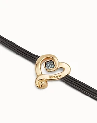 Multi strand leather bracelet with a heart