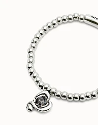 Beaded  stretch bracelet with heart and black crystal