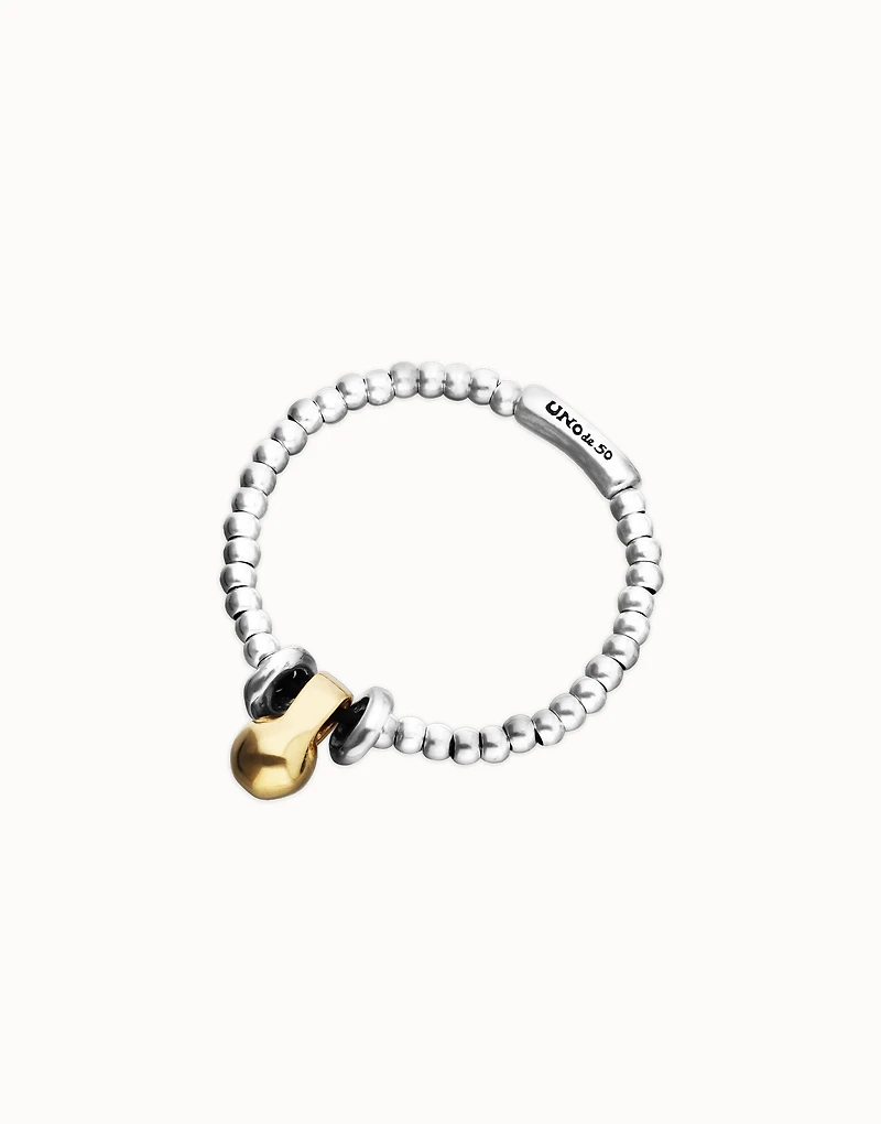 Elastic beaded bracelet with small and large beads