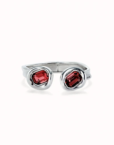 Bangle bracelet with two red crystals