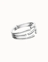 Bangle bracelet with multiple intertwined organic shapes