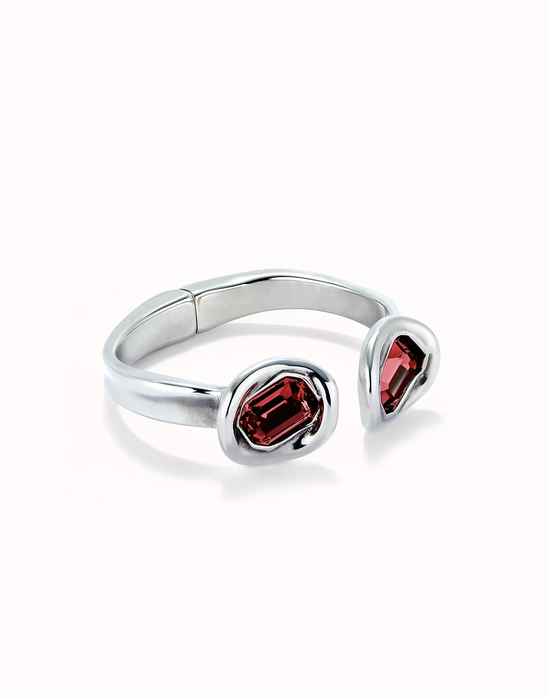 Bangle bracelet with two red crystals