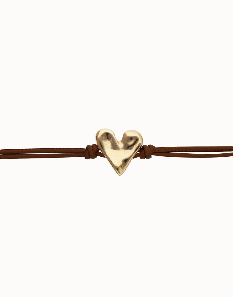 Brown leather bracelet with heart detail