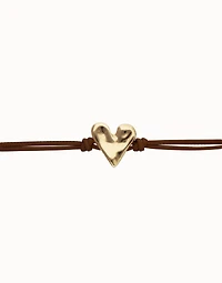 Brown leather bracelet with heart detail