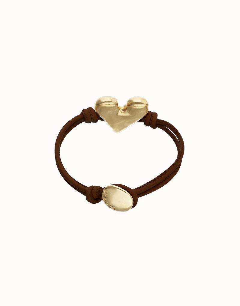 Brown leather bracelet with heart detail