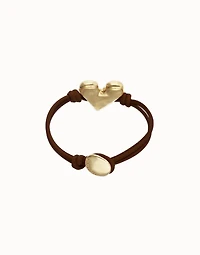 Brown leather bracelet with heart detail