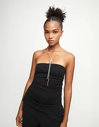 Long bead necklaces with three large central beads