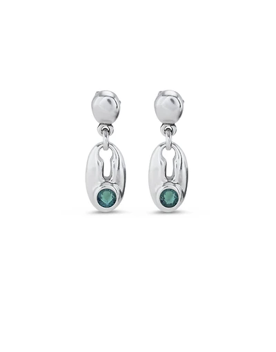 Drop earrings with green crystal